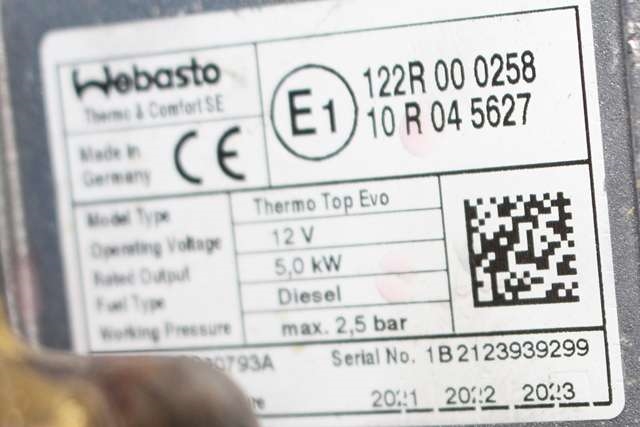 Dieselvarmer til VW Transporter / Caravelle 2019-->> (T6.1) (T6.1) (WEBASTO|THERMO TOP EVO|7LA 819 008 B|)