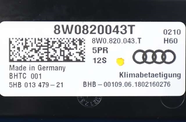 Varmeapparat betjening til Audi RS4 2018-->> (VAG|8W0 820 043 T|)