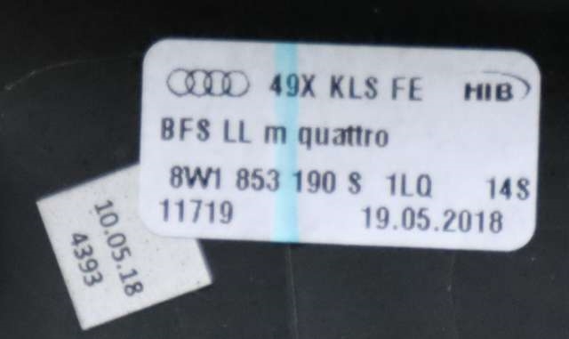 Dashbord diverse til Audi RS4 2018-->> (VAG|8W1 853 190 S|)
