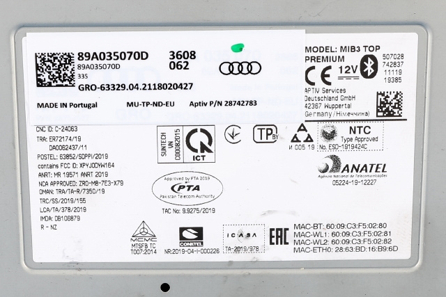 Bilstereo navigasjon til Audi Q4 e-tron 2021-->>  (VAG|89A 035 070 D|)