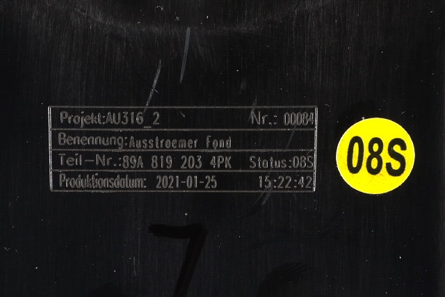 Dashbord friskluftdyse til Audi Q4 e-tron 2021-->>  (VAG|89A 819 203|)