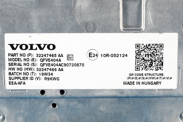 Bilstereo navigasjon skjerm til Volvo V60 / V60 CC 2018-->> (Type II)  (VOLVO|32247465|)