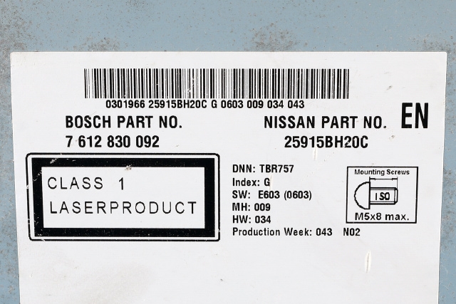 Bilstereo navigasjon til Nissan Qashqai 2010-2014 (Type I, Fase 2) (NISSAN|25915-BH20C|)