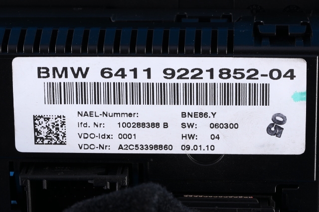 Varmeapparat betjening til BMW 3-Serie 2005-2011 (E90/E91/E92/E93) (E90/E91/E92/E93) (VDO|A2C53398860|64.11-9 221 852|)