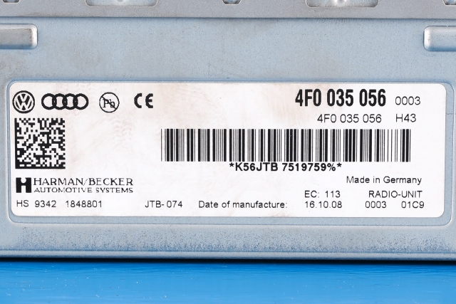 Bilstereo til Audi A6, Allroad 2008-2011 (Type II, Fase 2) (C6) (C6) (VAG|4F0 035 056|)