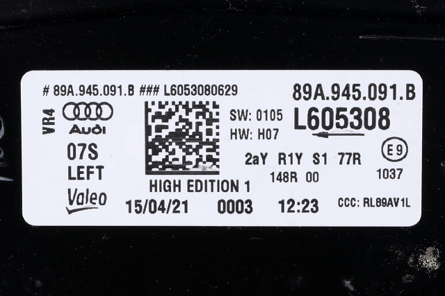 Baklykt venstre ytre til Audi Q4 e-tron 2021-->>  (VAG|89A 945 091 B|)