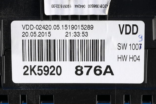 Instrumentpanel til VW Caddy 2015-2020 (Type III, Fase 3)  (VAG|2K5 920 876 A|)