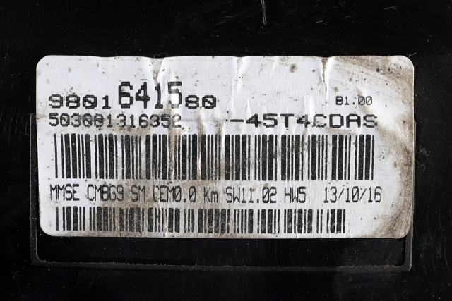 Instrumentpanel til Peugeot Partner 2015-2019 (Type II, Fase 2)  (PEUGEOT|98 016415 80|)