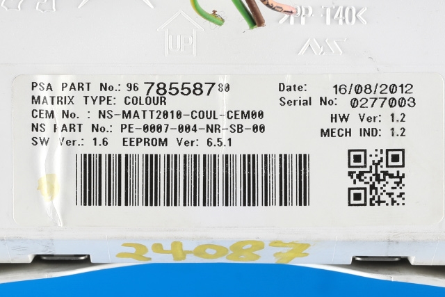 Instrumentpanel til Peugeot 508 2011-2014 (Type I, Fase 1)  (PEUGEOT|98 004198 80|)