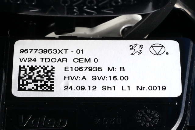 Varmeapparat betjening bak til Peugeot 508 2011-2014 (Type I, Fase 1) (PEUGEOT|96 773953 XT|)