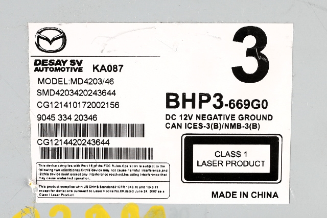 Bilstereo til Mazda 3 2013-2016 (Type III, Fase 1) (MAZDA|BHP3-66-9G0|)