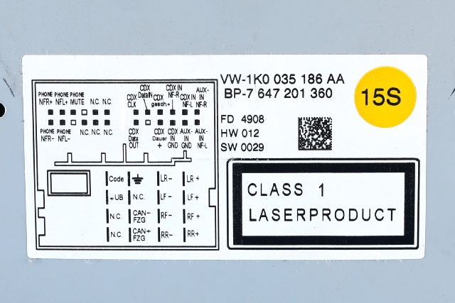 Bilstereo til VW Golf VI 2008-2012  (VAG|1K0 035 186 AA|)