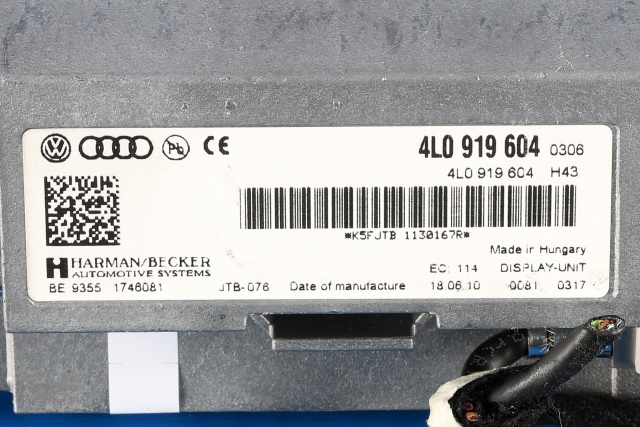 Bilstereo navigasjon skjerm til Audi A4, Allroad 2009-2016 (Type I) (B8) (B8) (VAG|4L0 919 604|)