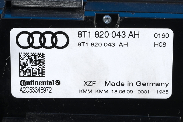Varmeapparat betjening til Audi A4 2007-2014 (Type IV) (B8) (B8) (VAG|8T1 820 043 AH|)