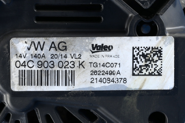 Dynamo til Audi A3 2012-2016 (Type III, Fase 1)  (VALEO|TG14C071|04C 903 023 K. 14 VOLT - 140 AMP|)
