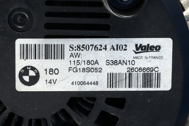 Dynamo diesel til BMW 3-Serie 2005-2011 (E90/E91/E92/E93) (E90/E91/E92/E93) (VALEO|FG18S052|8 507 624. 14 VOLT - 180 AMP|)
