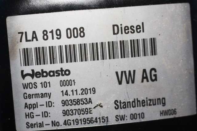 Dieselvarmer til VW Transporter / Caravelle 2019-->> (T6.1) (T6.1) (WEBASTO|THERMO TOP EVO|7LA 819 008|)