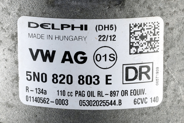 Aircondition kompressor til Škoda Octavia 2009-2013 (Type II, Fase 2)  (DELPHI|05302025544.B|5N0 820 803 E|)