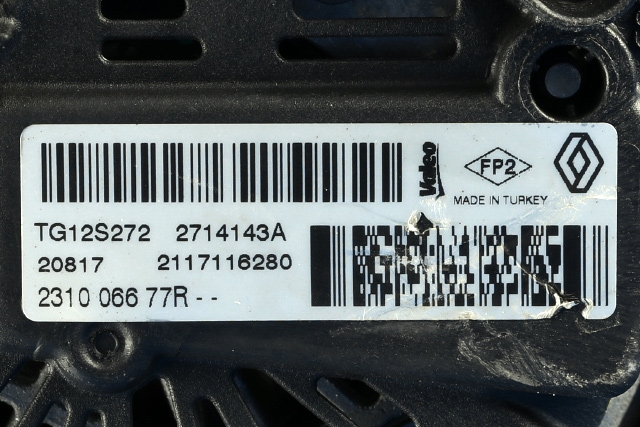 Dynamo til Renault Captur 2013-2020 (Type I)  (VALEO|TG12S272|2310 06677R. 14 VOLT - 120 AMP|)