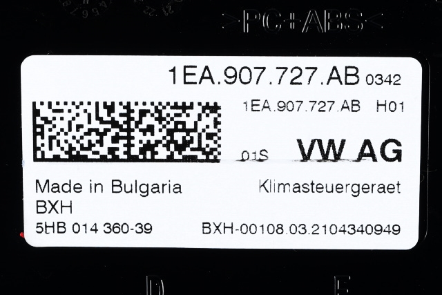 Styreenhet klima/aircondition til VW ID.4 2020-->> (VAG|1EA 907 727 AB|5HB 014 360-39|)