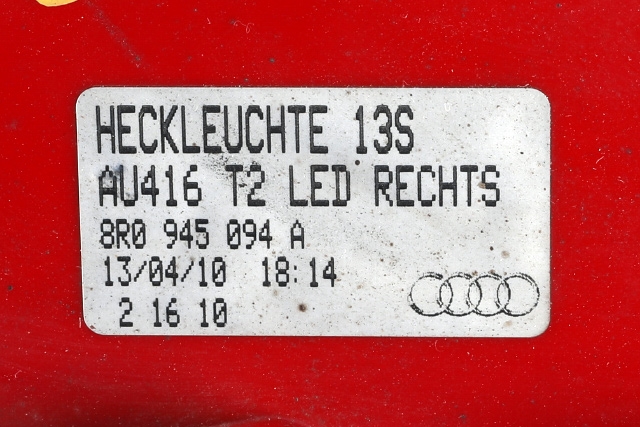 Baklykt høyre til Audi Q5 2008-2012 (Type I, Fase 1)  (VAG|8R0 945 093 A|)