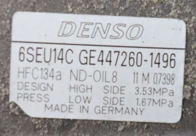 Aircondition kompressor til Toyota Avensis 2009-2015 (Type III, Fase 1) (DENSO|447260-1496|)