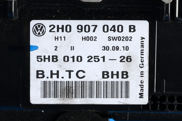 Varmeapparat betjening til VW Amarok 2010-2016 (Type I, Fase 1)  (HELLA|5HB 010 251-26|2H0 907 040 B|)