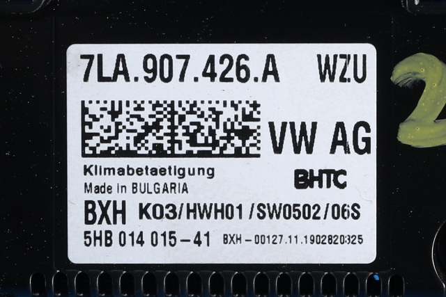 Varmeapparat betjening til VW Transporter / Caravelle 2019-->> (T6.1) (T6.1) (HELLA|5HB 014 015-41|7LA 907 426 A|)