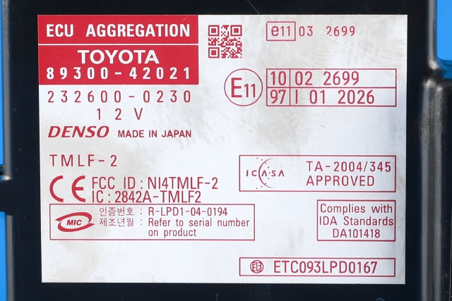 Styreenhet diverse til Toyota RAV4 2006-2009 (Type III, Fase 1) (DENSO|232600-0230|89300-42021|)