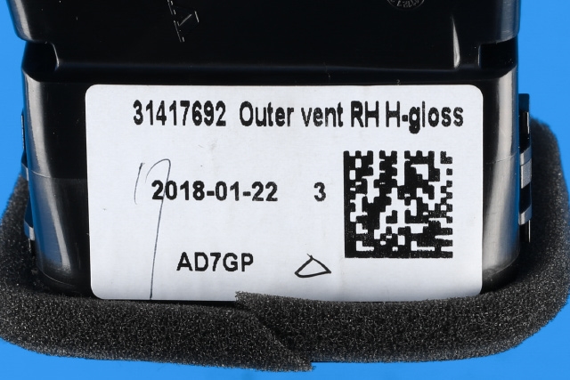 Dashbord friskluftdyse høyre til Volvo XC60 2017-->> (Type II)  (VOLVO|31417692|)