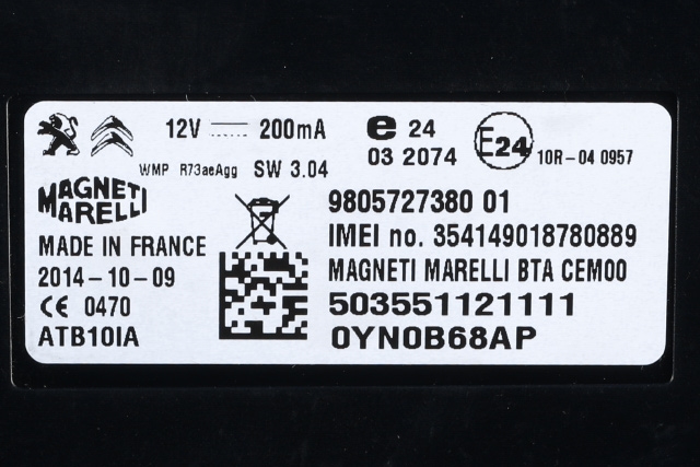 Styreenhet bluetooth til Peugeot 508 2014-2018 (Type I, Fase 2)  (PEUGEOT|98 057273 80-01|)