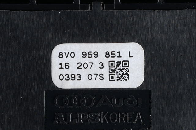 Bryter ruteheis førerdørspanel til Audi A3 2016-2020 (Type III, Fase 2) (VAG|8V0 959 851 L|)