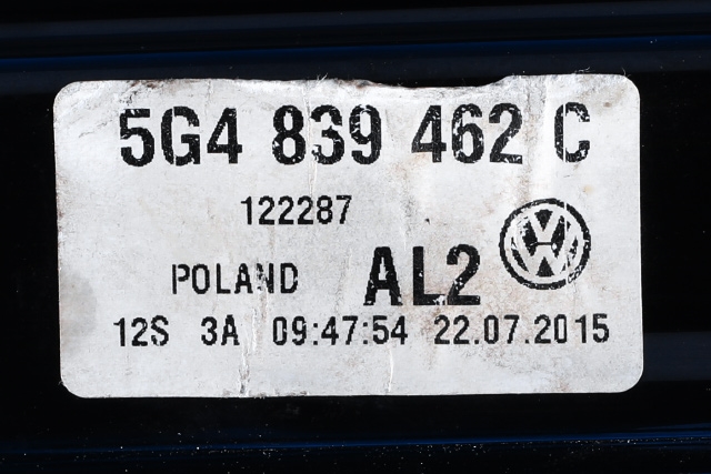 Ruteheis høyre bak til VW e-Golf 2014-2017 (Fase 1)  (VAG|5G4 839 462 C|)