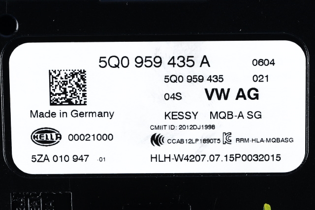 Styreenhet nøkkelfri/keyless til VW e-Golf 2014-2017 (Fase 1) (HELLA|5ZA 010 947-01|5Q0 959 435 A|)
