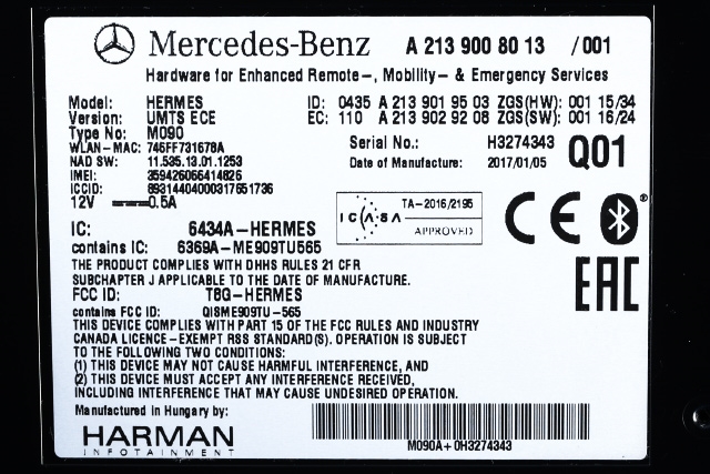 Styreenhet diverse til Mercedes E-Klasse 2016-2023 (W213) (W213) (MERCEDES|A 213 900 80 13|)
