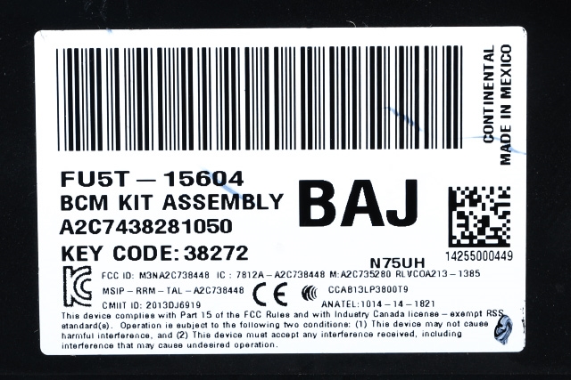Styreenhet comfort (BCM) til Ford Mondeo 2014-2019 (Type V, Fase 1) (FORD|FU5T-15604-BAJ|)