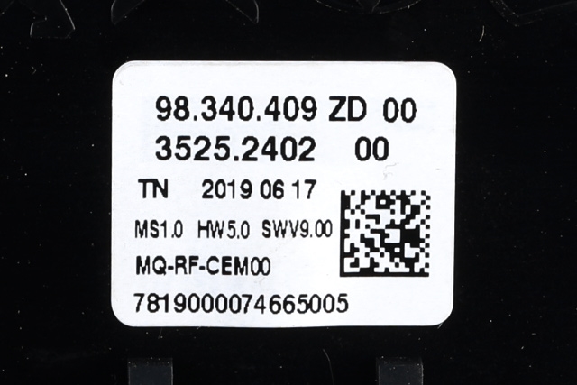 Varmeapparat betjening til Peugeot Partner 2019-->> (Type III)  (PEUGEOT|98 340409 ZD|)