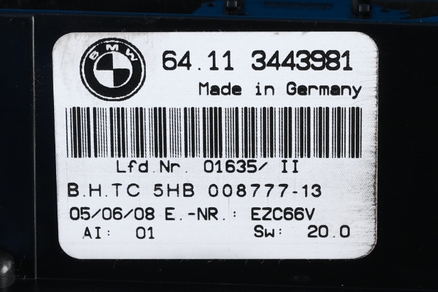 Varmeapparat betjening til BMW X3 2007-2010 (Fase 2) (E83) (E83) (BMW|64.11-3 443 981|)