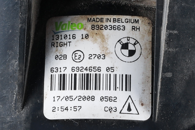 Tåkelykt høyre foran til BMW X3 2007-2010 (Fase 2) (E83) (E83) (VALEO|89203663|63.17-6 924 656|)