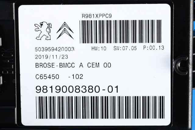 Styreenhet elektrisk bakluke til Peugeot 3008 2016-->> (Type II) (PEUGEOT|98 190083 80|)