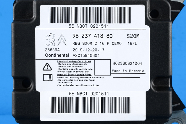 Styreenhet airbag hovedsensor til Peugeot 3008 2016-->> (Type II) (PEUGEOT|98 237418 80|)