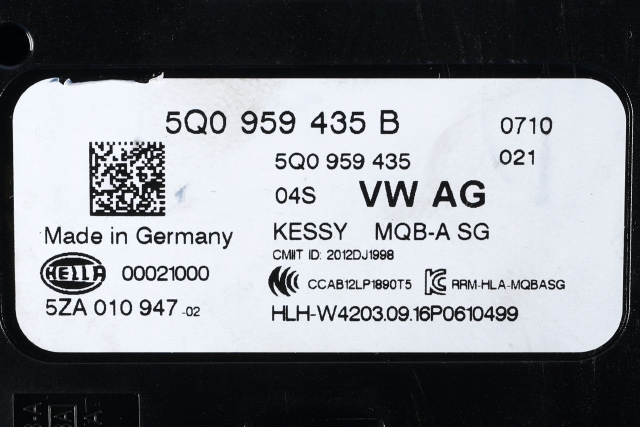 Styreenhet nøkkelfri/keyless til Audi A3 2016-2020 (Type III, Fase 2) (VAG|5Q0 959 435 B|5ZA 010 947-02|)