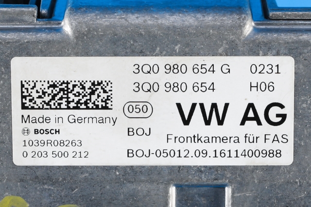 Kamera til Audi A3 2016-2020 (Type III, Fase 2)  (VAG|3Q0 980 654 G|)