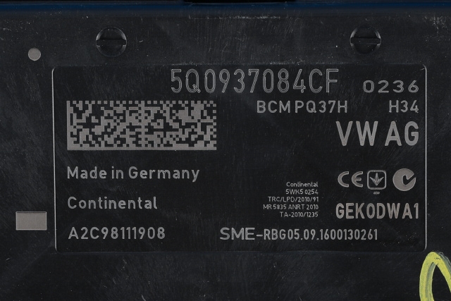 Styreenhet comfort (BCM) til Audi A3 2016-2020 (Type III, Fase 2) (VAG|5Q0 937 084 CF|)