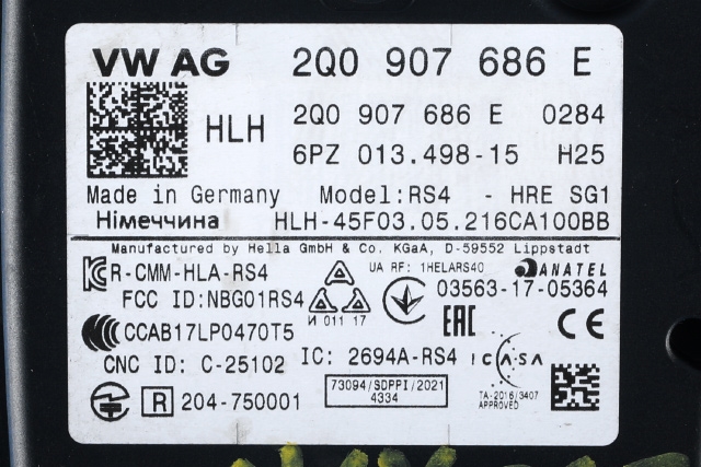 Sensor radar til Audi Q4 e-tron 2021-->>  (VAG|2Q0 907 686 E|)