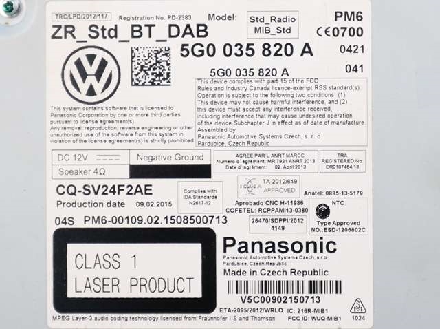 Bilstereo til VW Golf VII 2012-2017 (Fase 1) (VAG|5G0 035 820 A|)