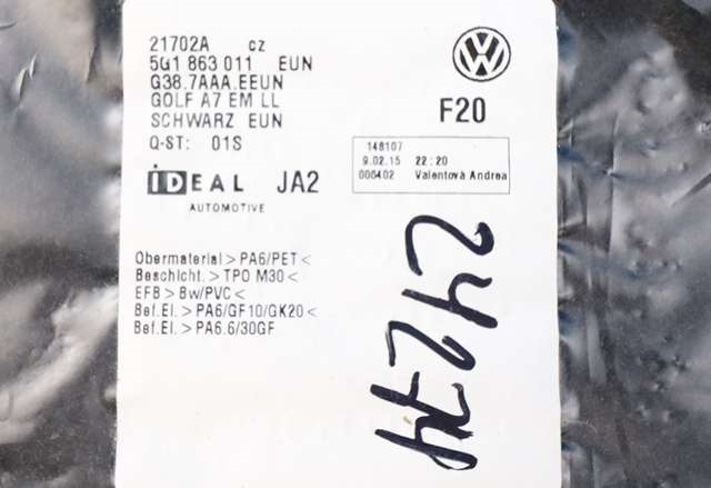 Gulvmatte sett til VW Golf VII 2012-2017 (Fase 1) (VAG|5G1 863 011|)