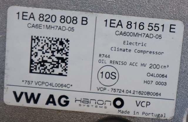 Aircondition kompressor elbil til Audi Q4 e-tron 2021-->> (VAG|1EA 820 808 B|1EA 816 551 E|)