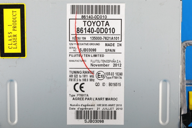 Bilstereo navigasjon til Toyota Yaris 2012-2014 (Type III, Fase 1)  (TOYOTA|86140-0D010|)