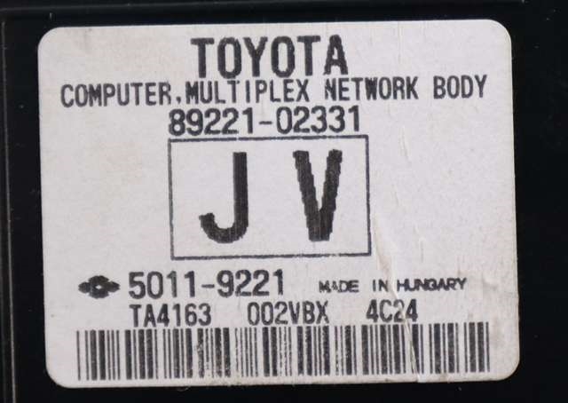 Styreenhet diverse til Toyota Auris 2013-2015 (Type II, Fase 1) (TOYOTA|89221-02331|)